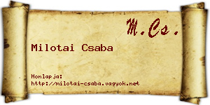 Milotai Csaba névjegykártya